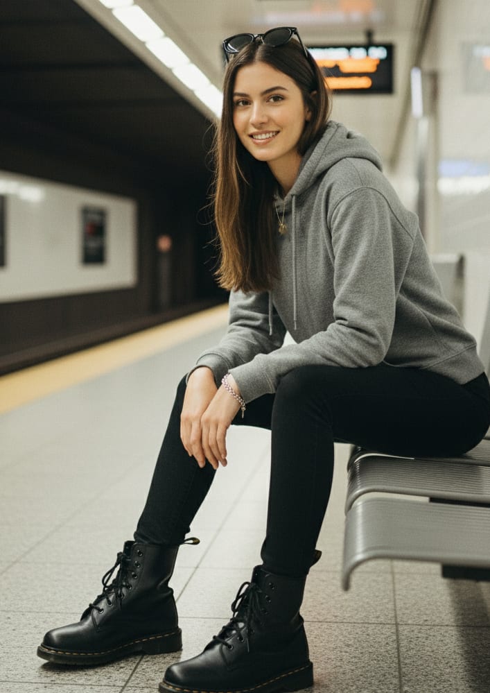 Woman on subway platform
