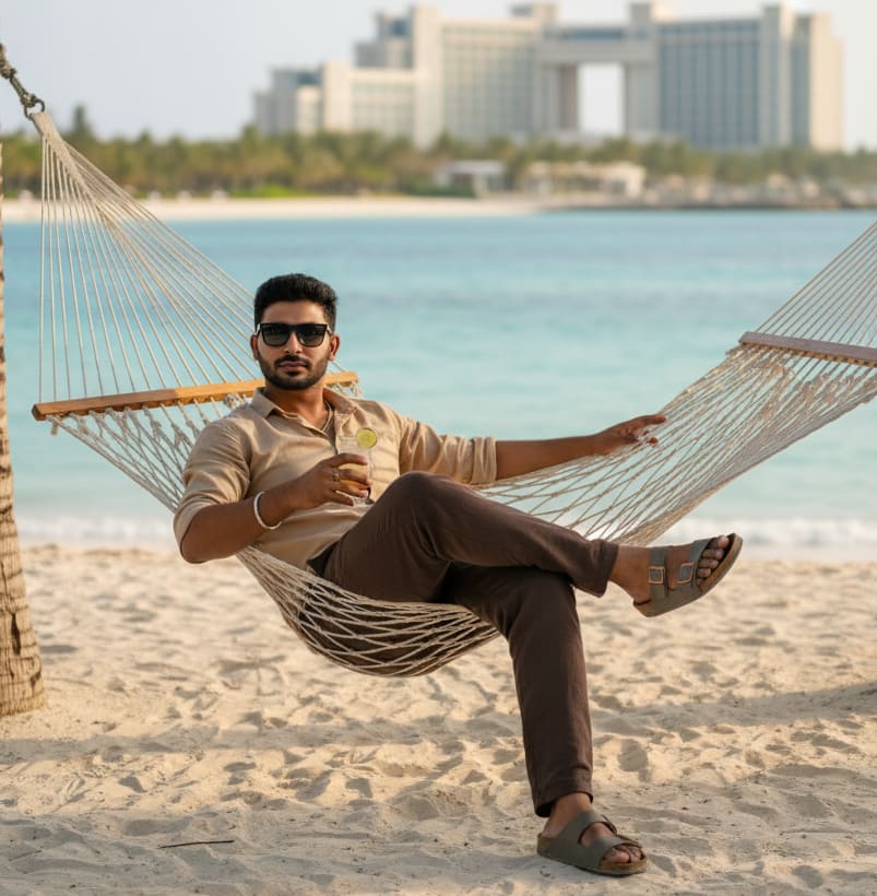 Man relaxing in hammock