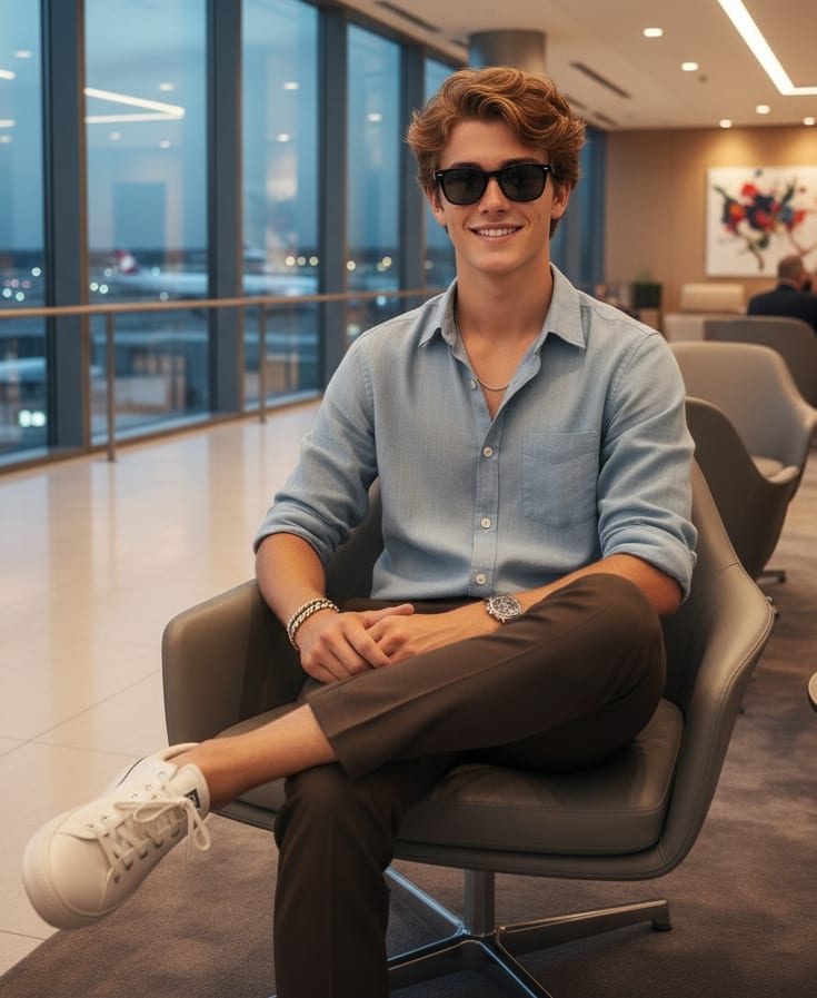 Man in business lounge