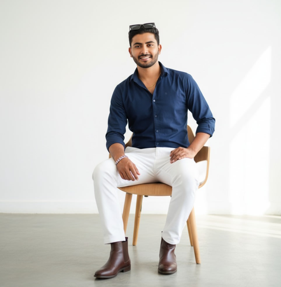 Man on minimalist chair