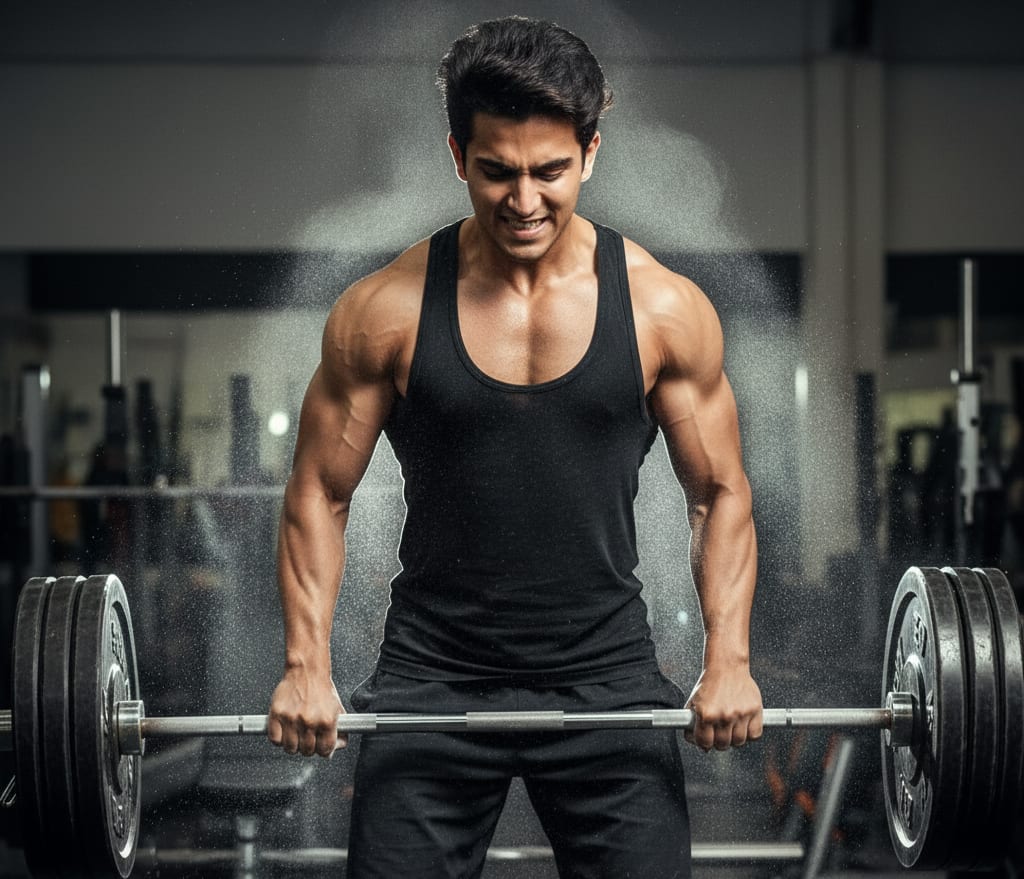 Man doing heavy deadlift