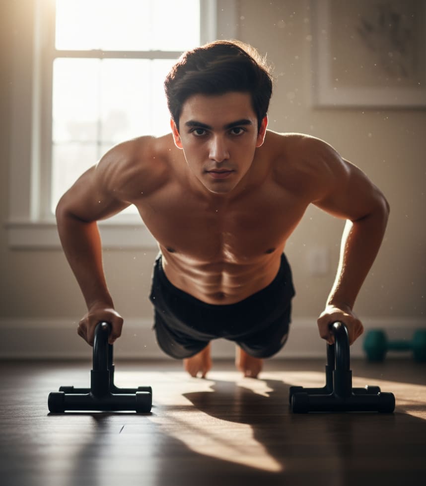 Man doing push-ups at home