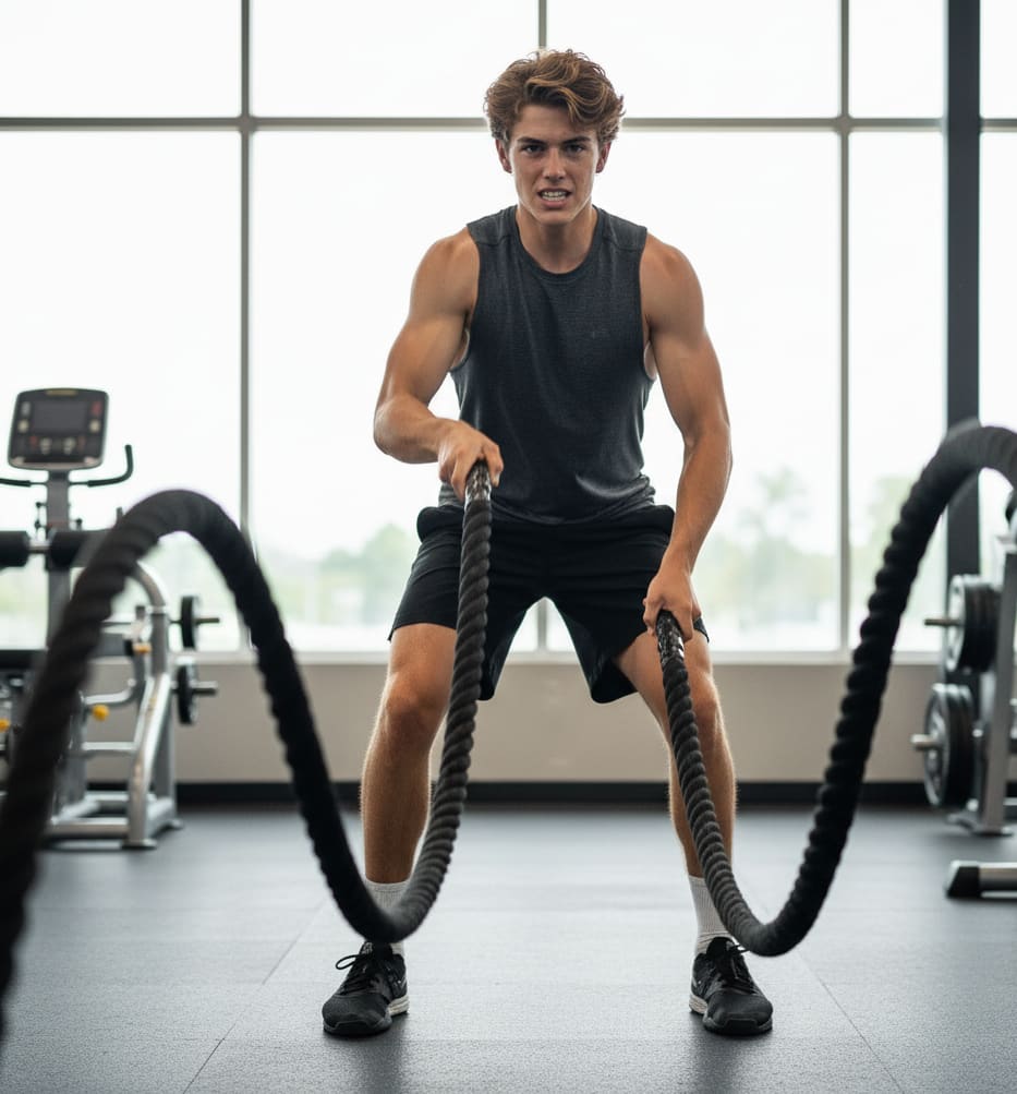 Man with battle ropes