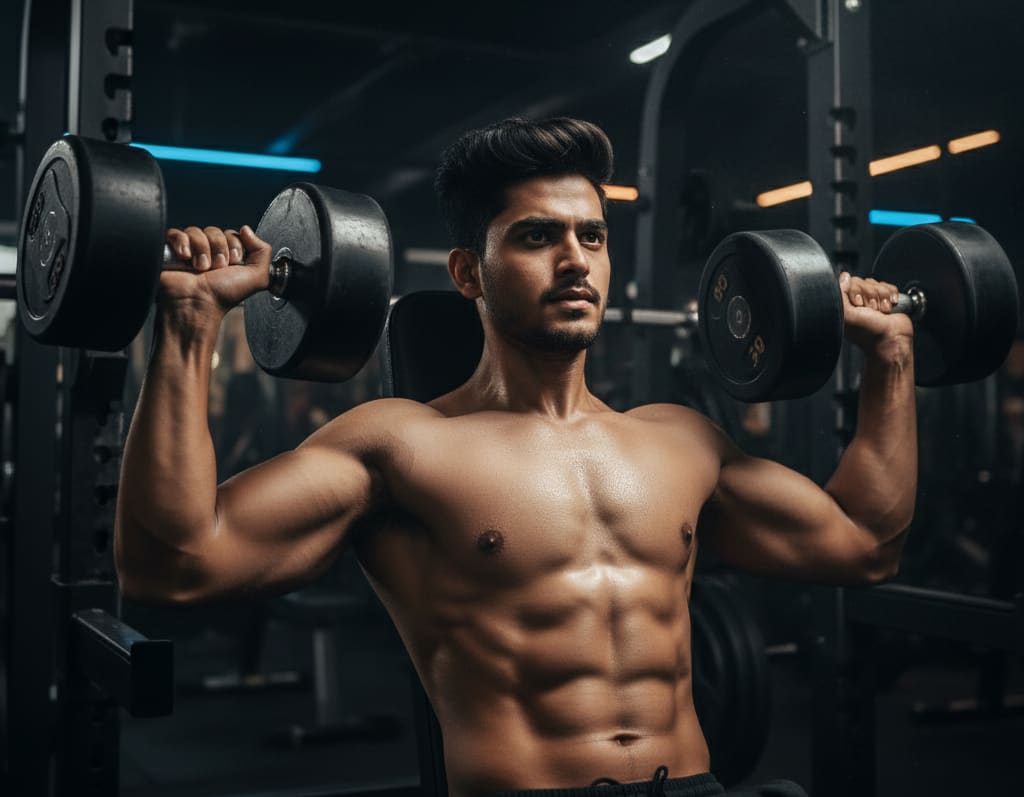 Man doing dumbbell press