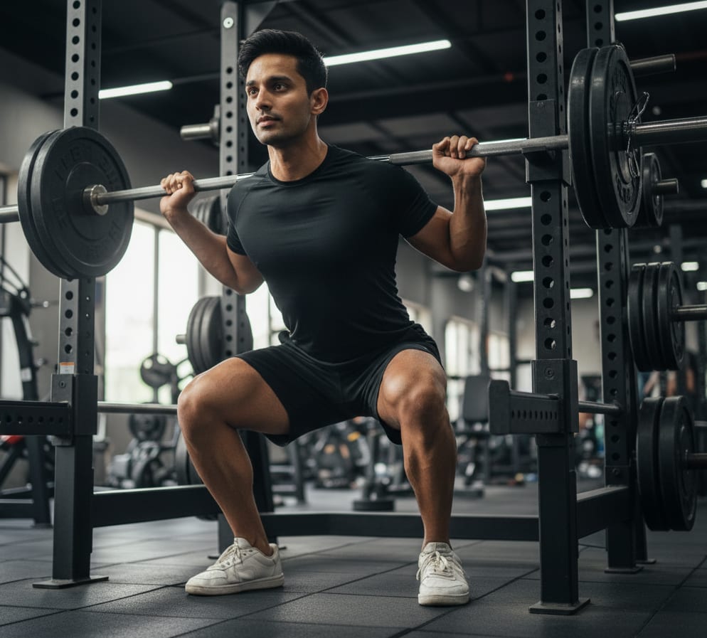 Man doing heavy squat