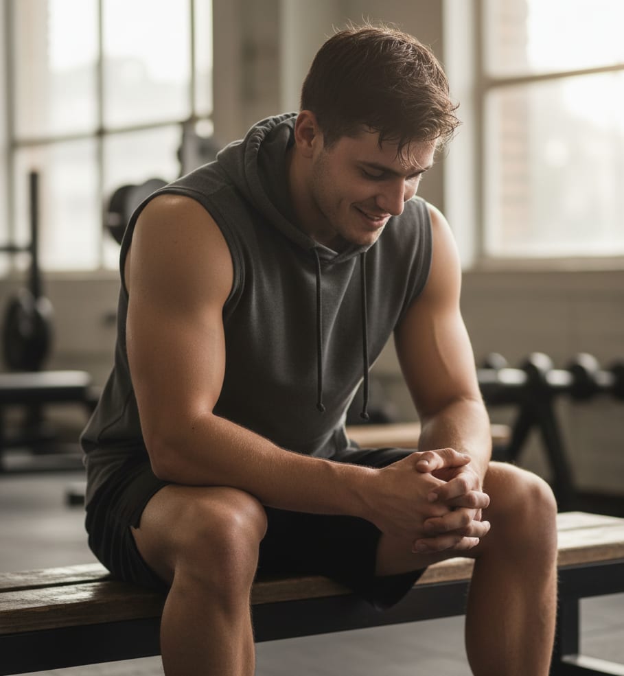 Man reflecting post-workout