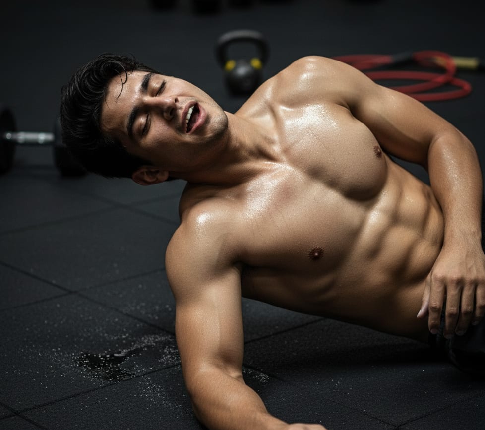 Man exhausted after workout