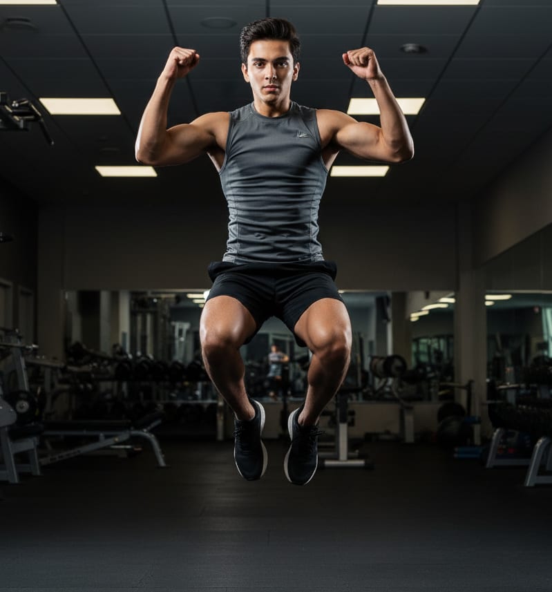 Man mid-vertical jump