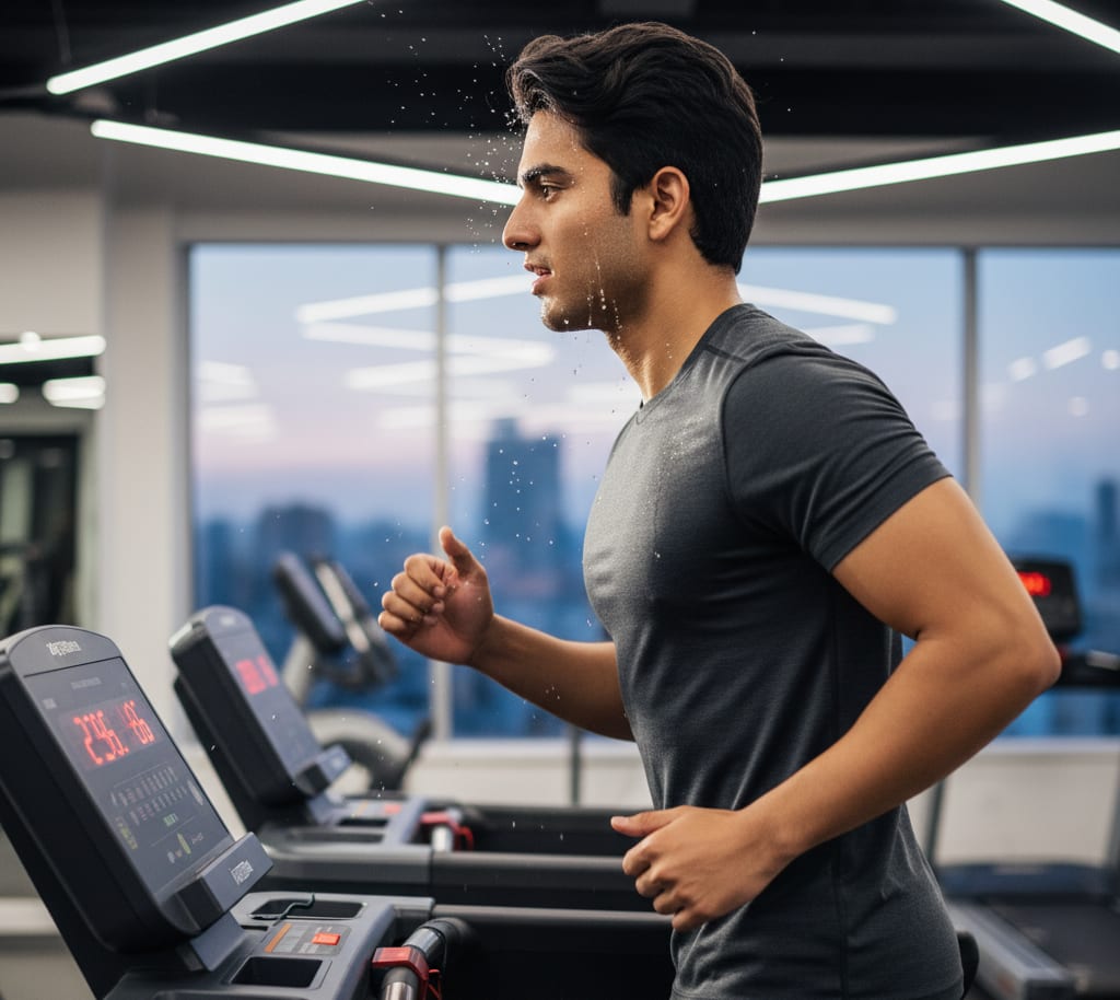 Man running on treadmill