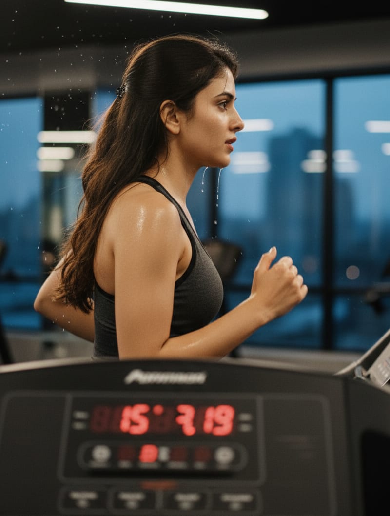 Woman running on treadmill