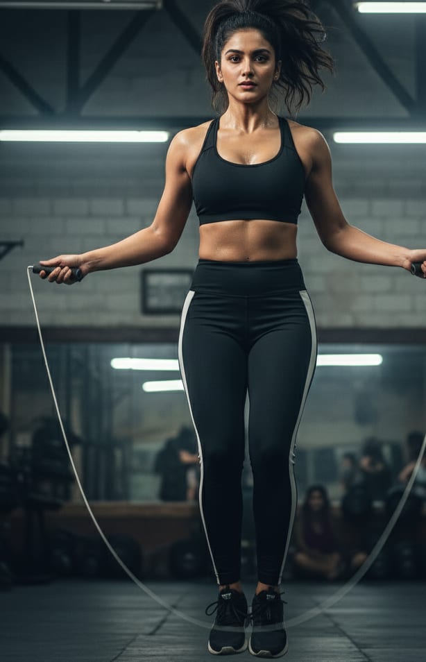 Woman jumping rope
