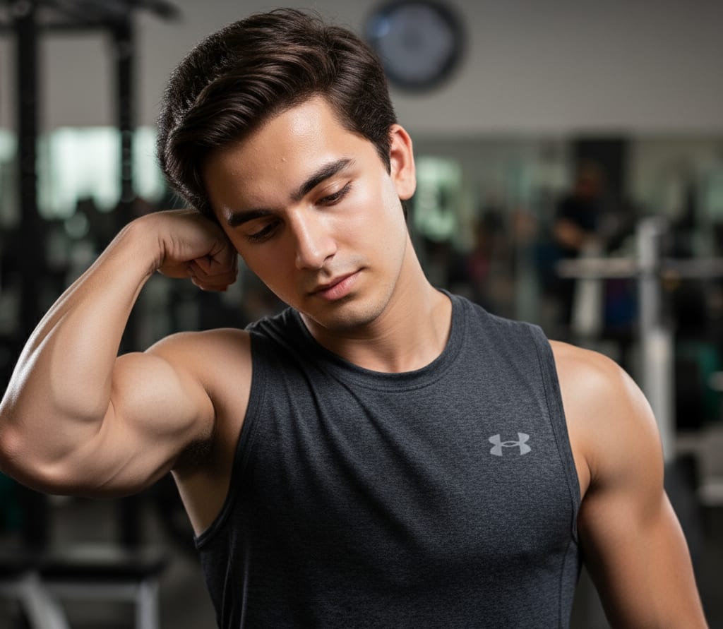 Man flexing tricep
