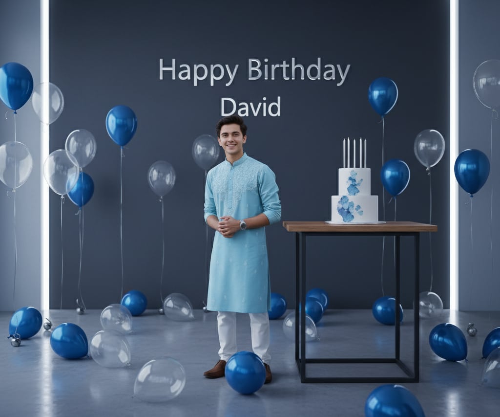 Cobalt blue silver birthday setup