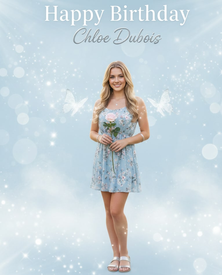 Woman silver butterflies birthday