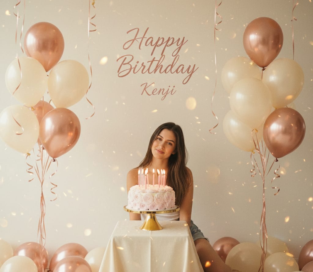 Rose gold cream birthday setup