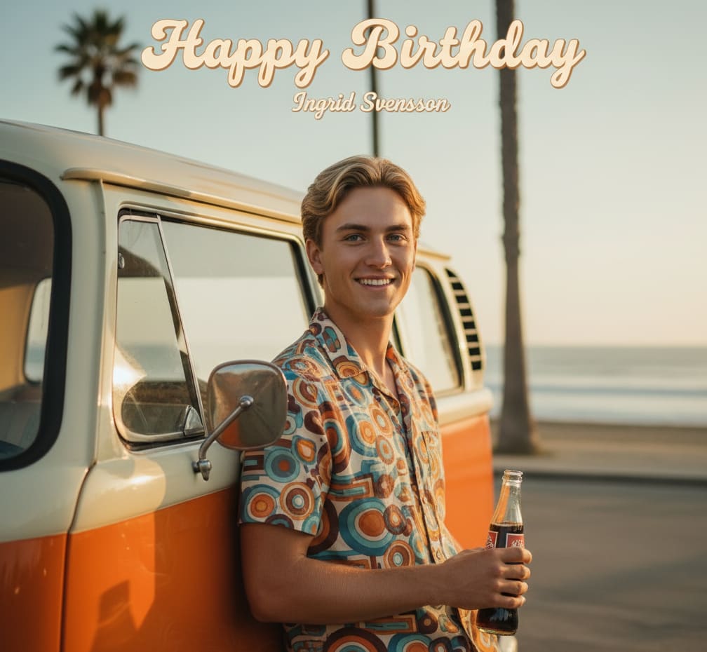 Man retro VW van birthday