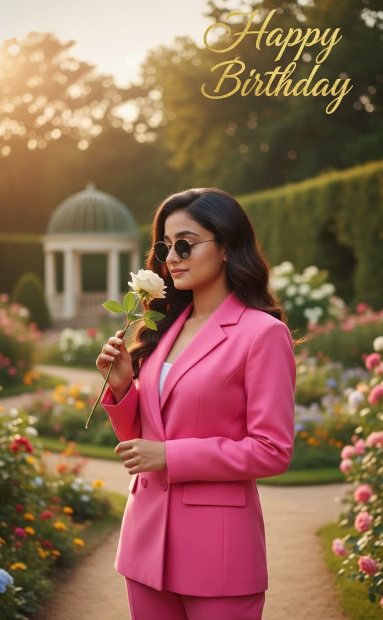 woman in pink suit