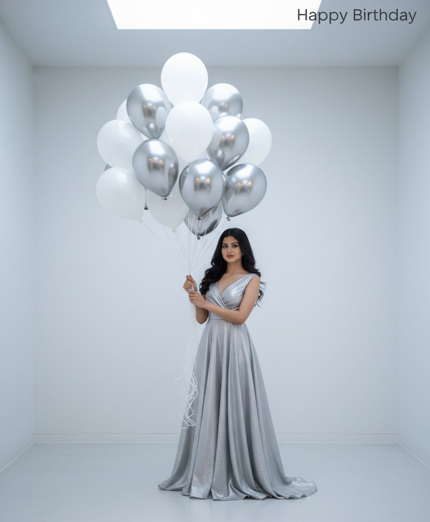Woman with balloons