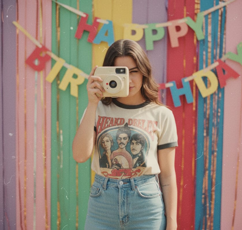 Retro woman polaroid