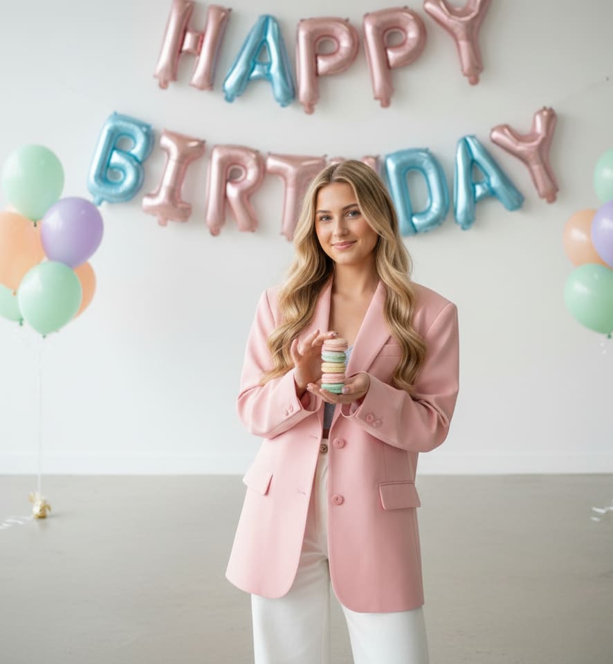 Pastel woman macarons