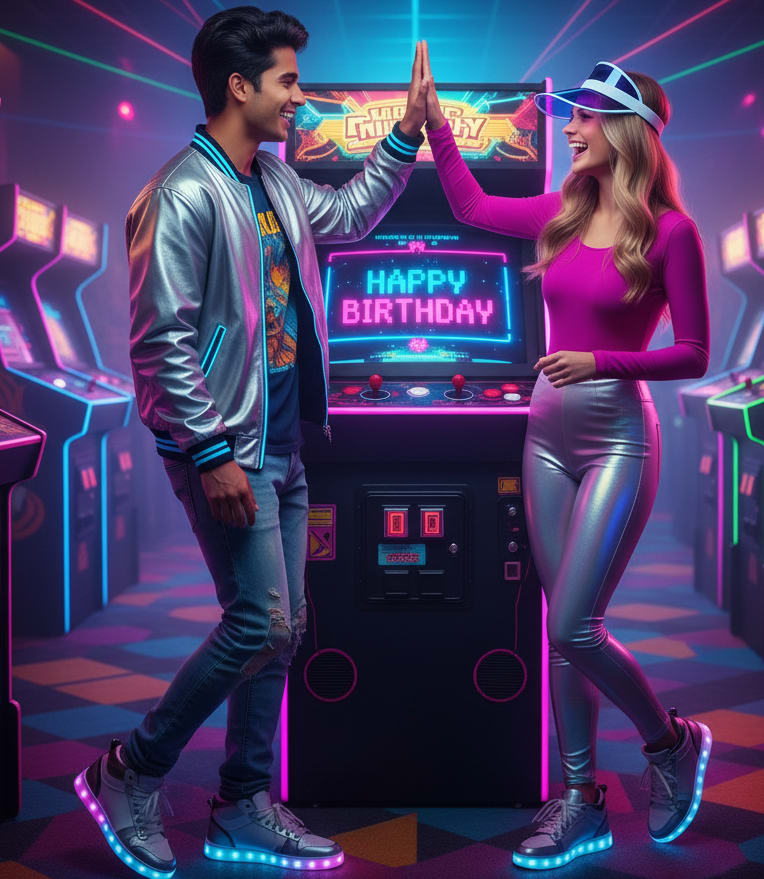 Neon arcade couple