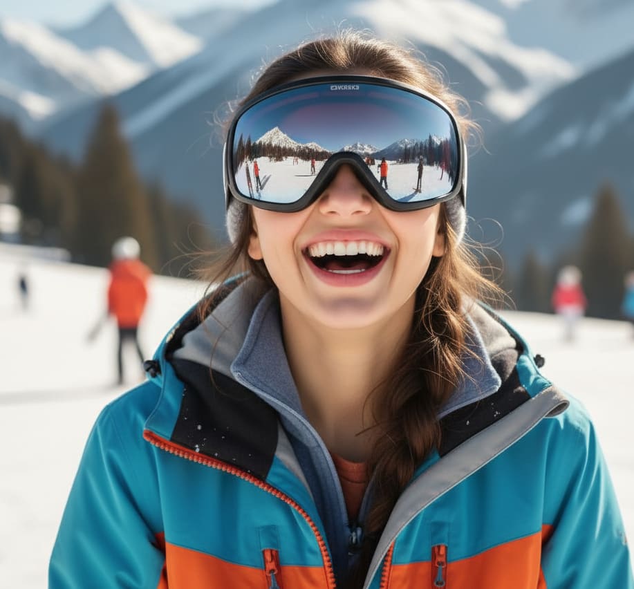 Woman ski goggles