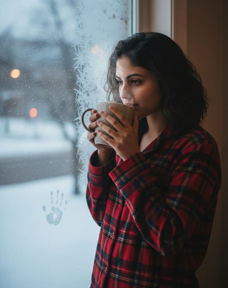 Woman pajamas snow