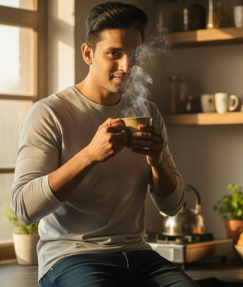 Man drinking tea