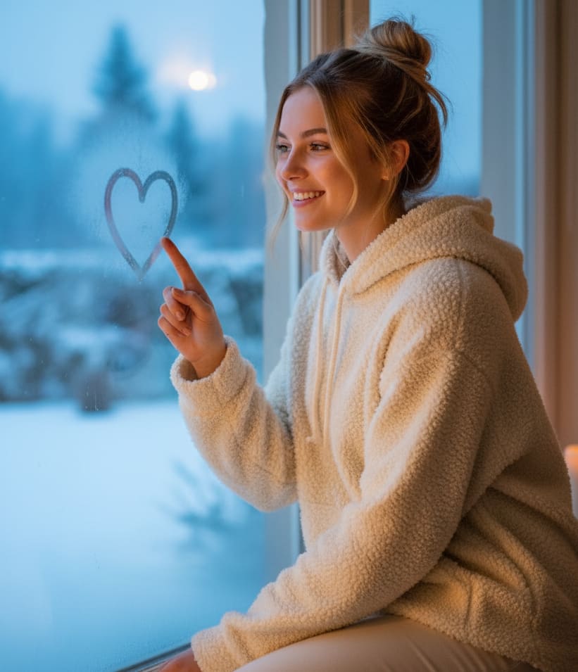 Woman drawing window