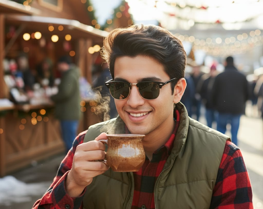 Man sunglasses cider