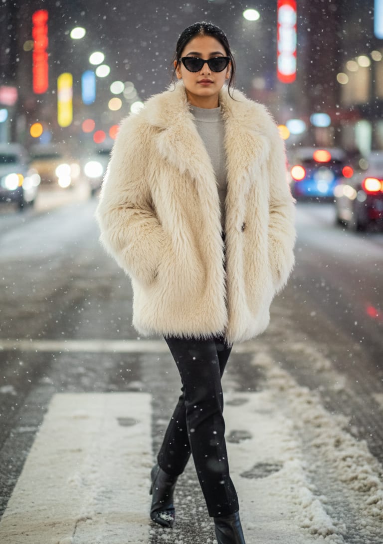 Woman coat sunglasses