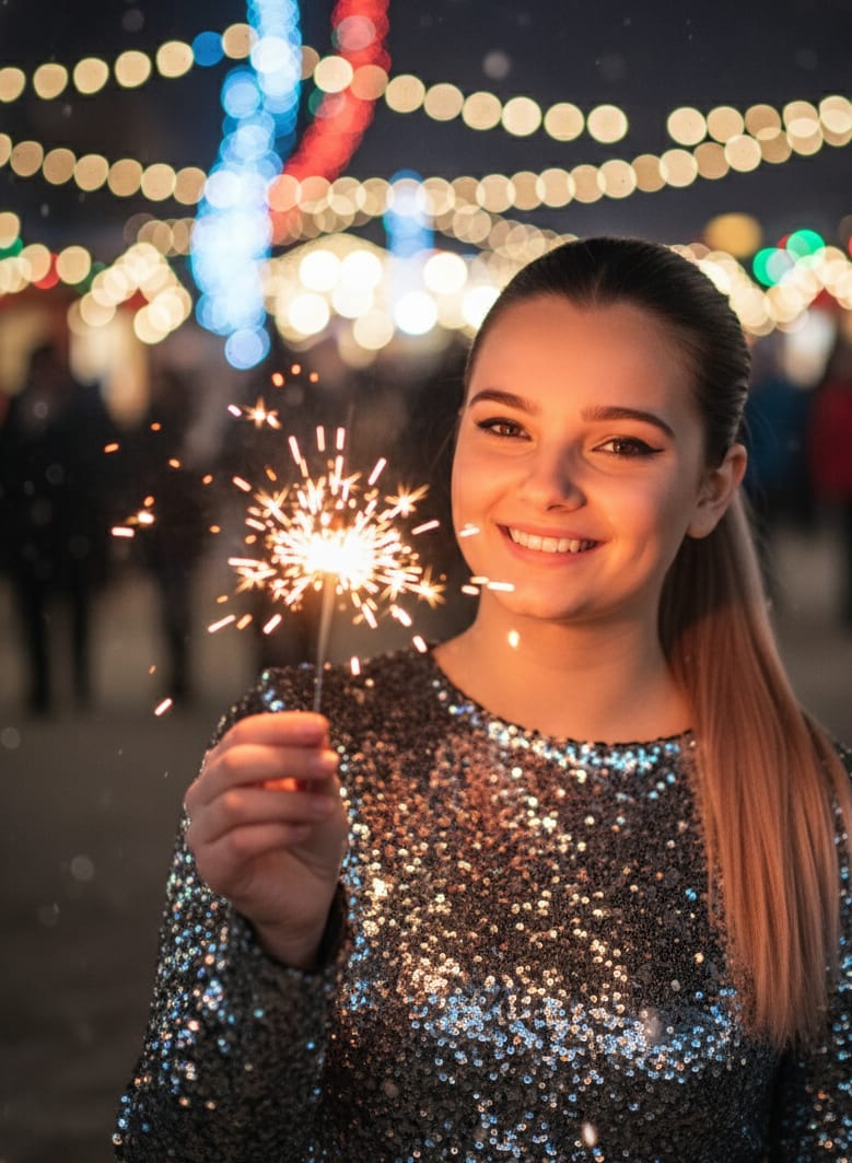 Woman sparkler festival