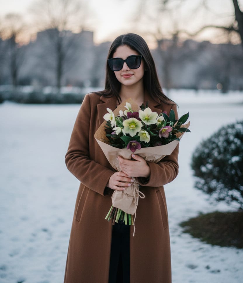 Woman with bouquet
