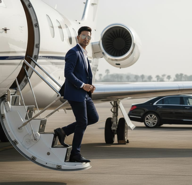 Man with private jet