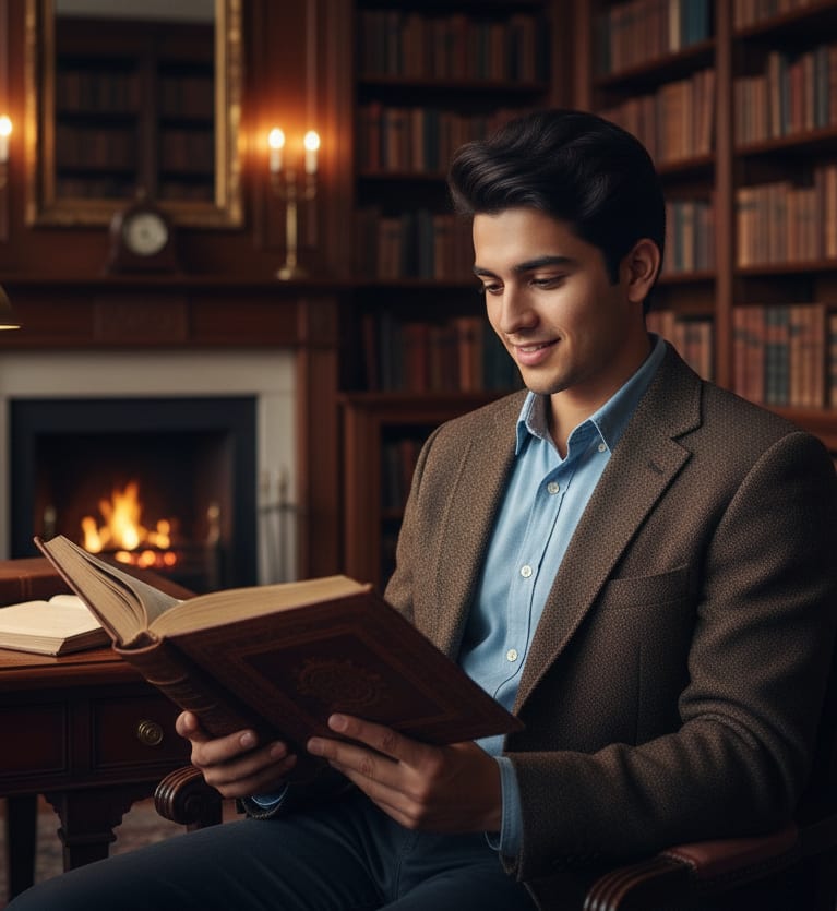 Man in private library