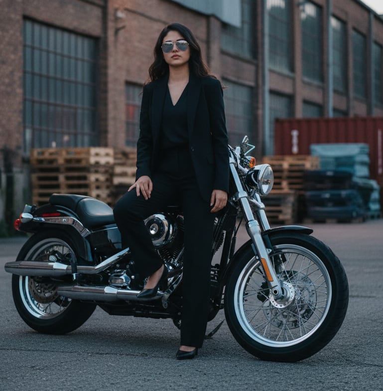 Woman with cruiser bike