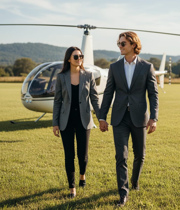 Couple with helicopter