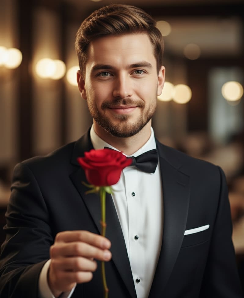 Man with single rose