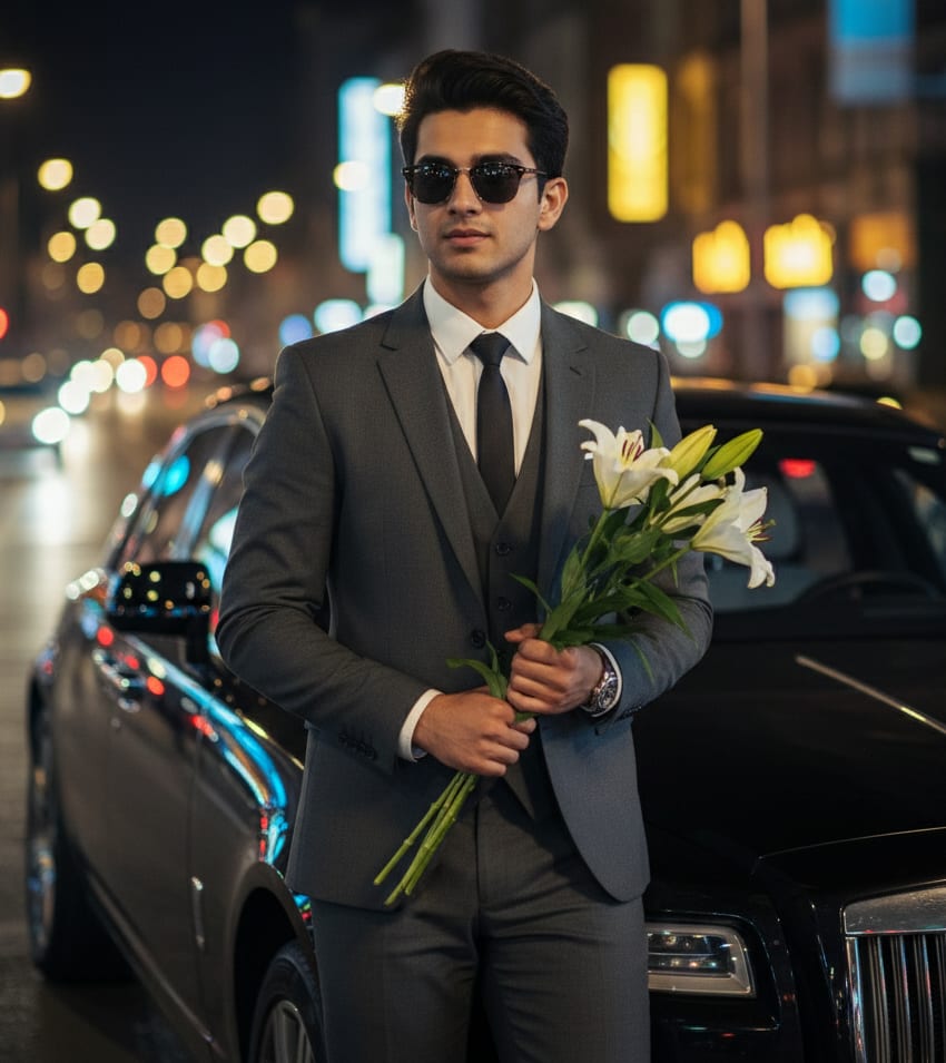 Man with bouquet