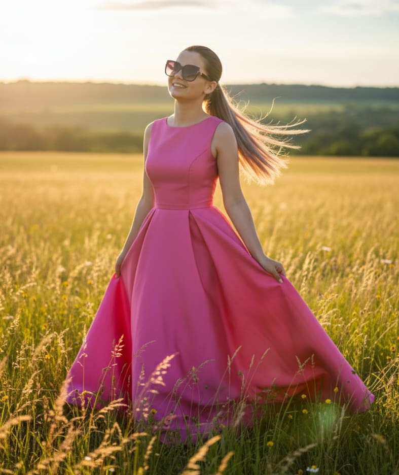 Woman in meadow with sunglasses