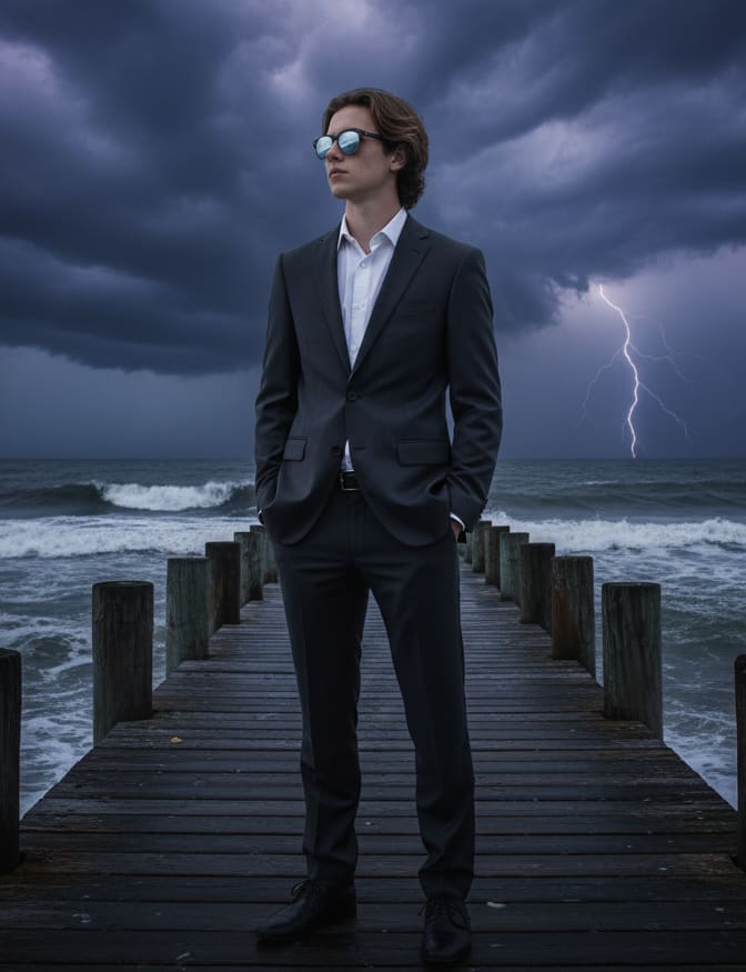 Man on pier with sunglasses