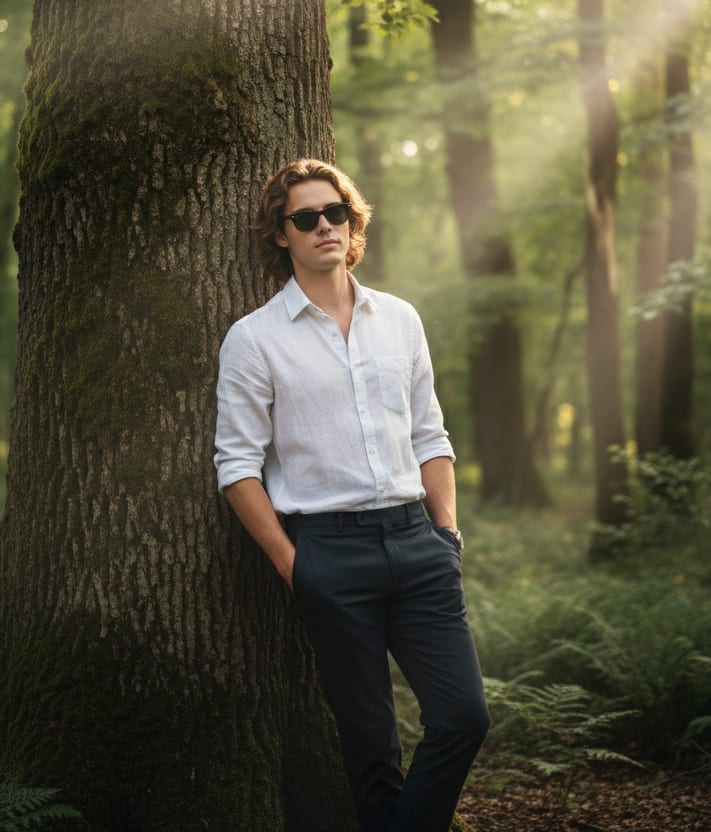 Man in forest with sunglasses