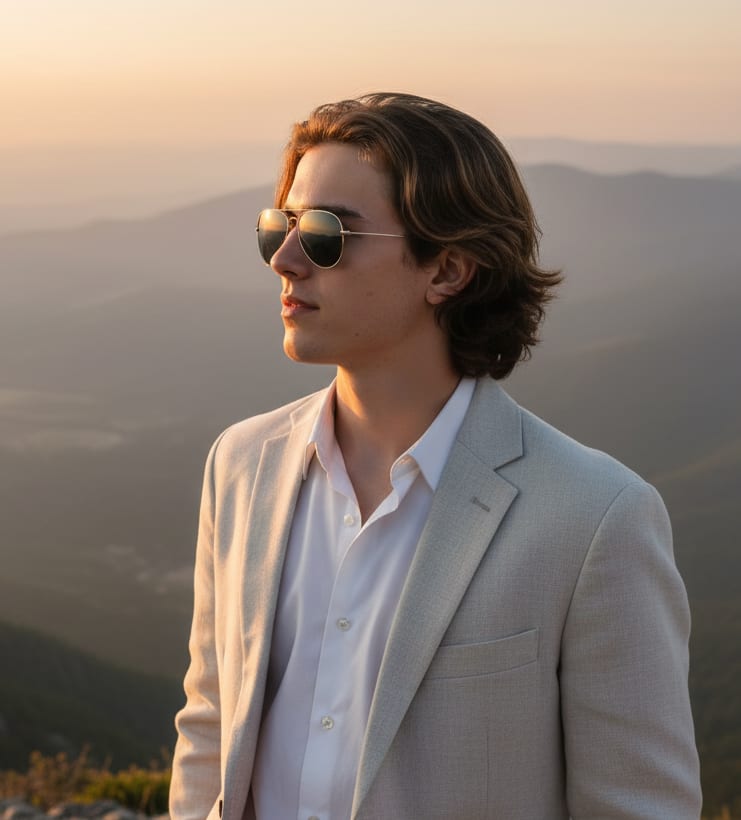 Man in mountains with sunglasses