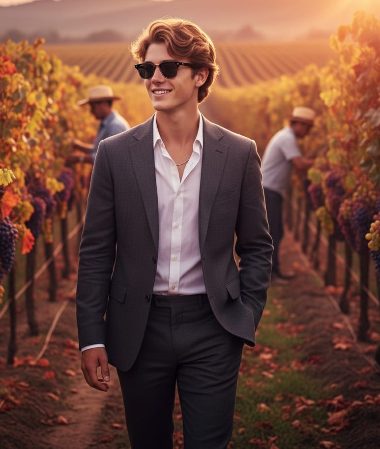 Man in vineyard with sunglasses