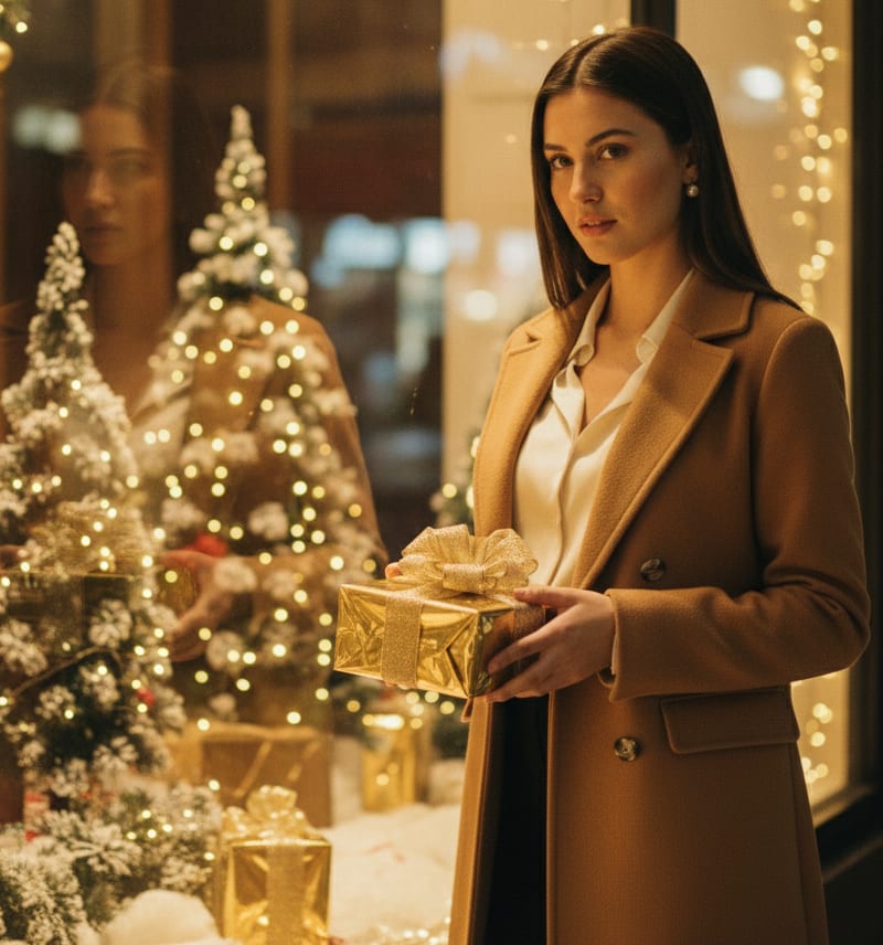 Woman with Christmas gift