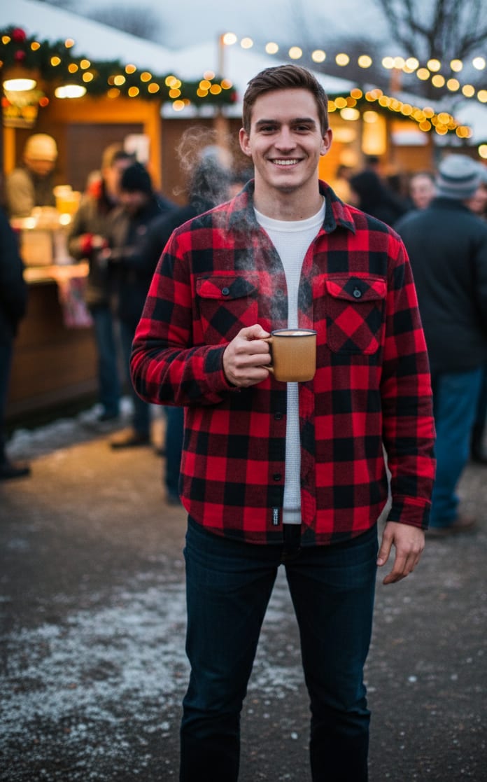 Man at winter festival