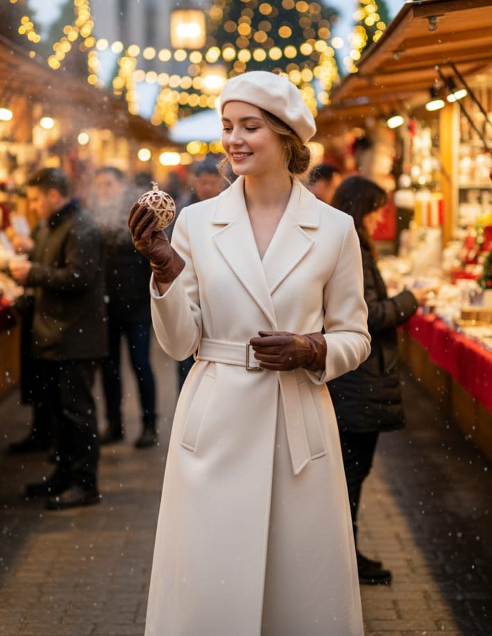 Woman in Christmas market