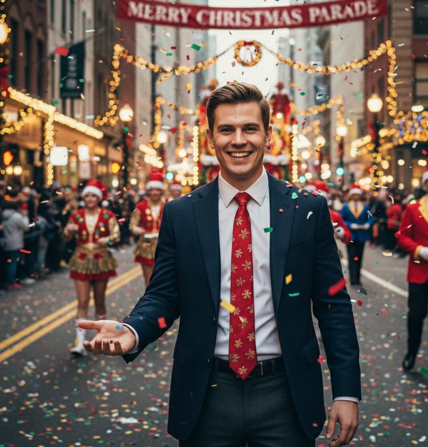 Man at Christmas parade
