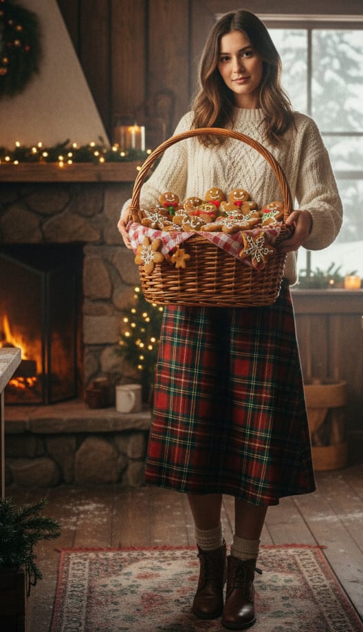 Woman with gingerbread cookies