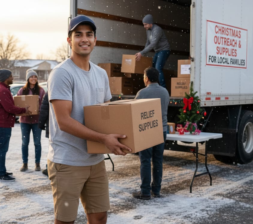 Man loading supplies at church